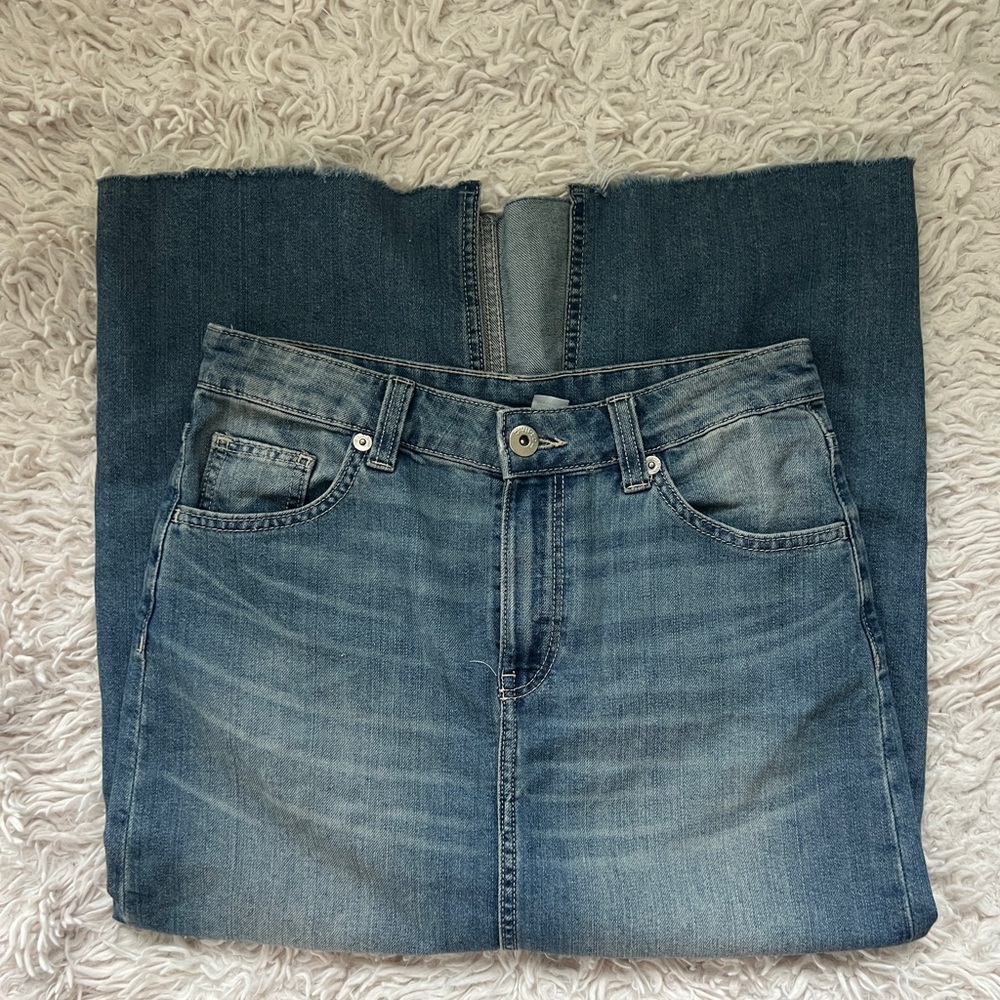 H&M low rise denim midi skirt